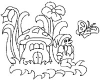 A coloring page of gnomes